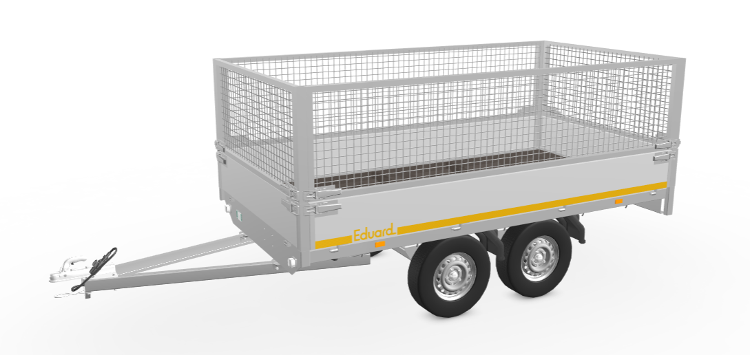 3m10 x 1m60 x 1m / Plateau aanhangwagen met loofrekken