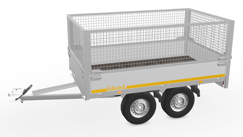 2m60 x 1m50 x 1m / Plateau aanhangwagen met loofrekken